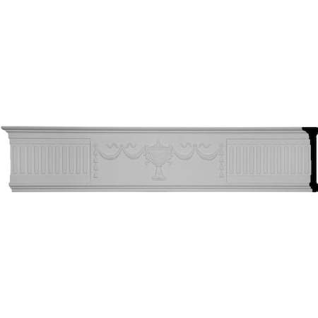 Ekena Millwork 7 1/2"H x 1 3/4"P x 94 1/2"L, Federal Urn & Ribbon Chair Rail (1 Urn Per 96"L) CHA07X01UR